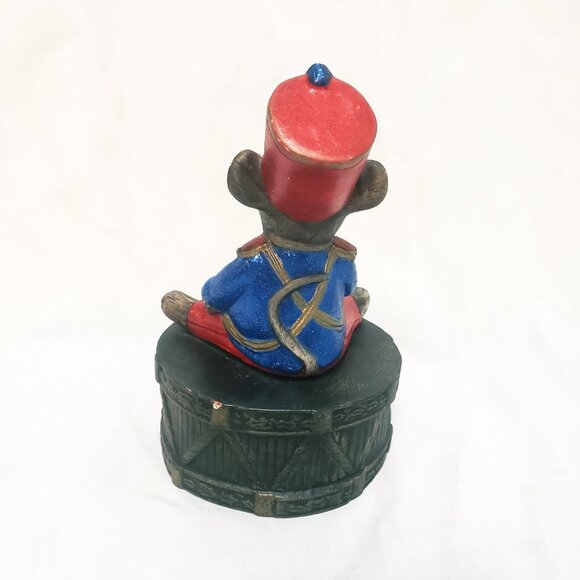 Christmas Mouse Soldier on Drum Figurine 6" Hand painted Vintage - Picture 3 of 7